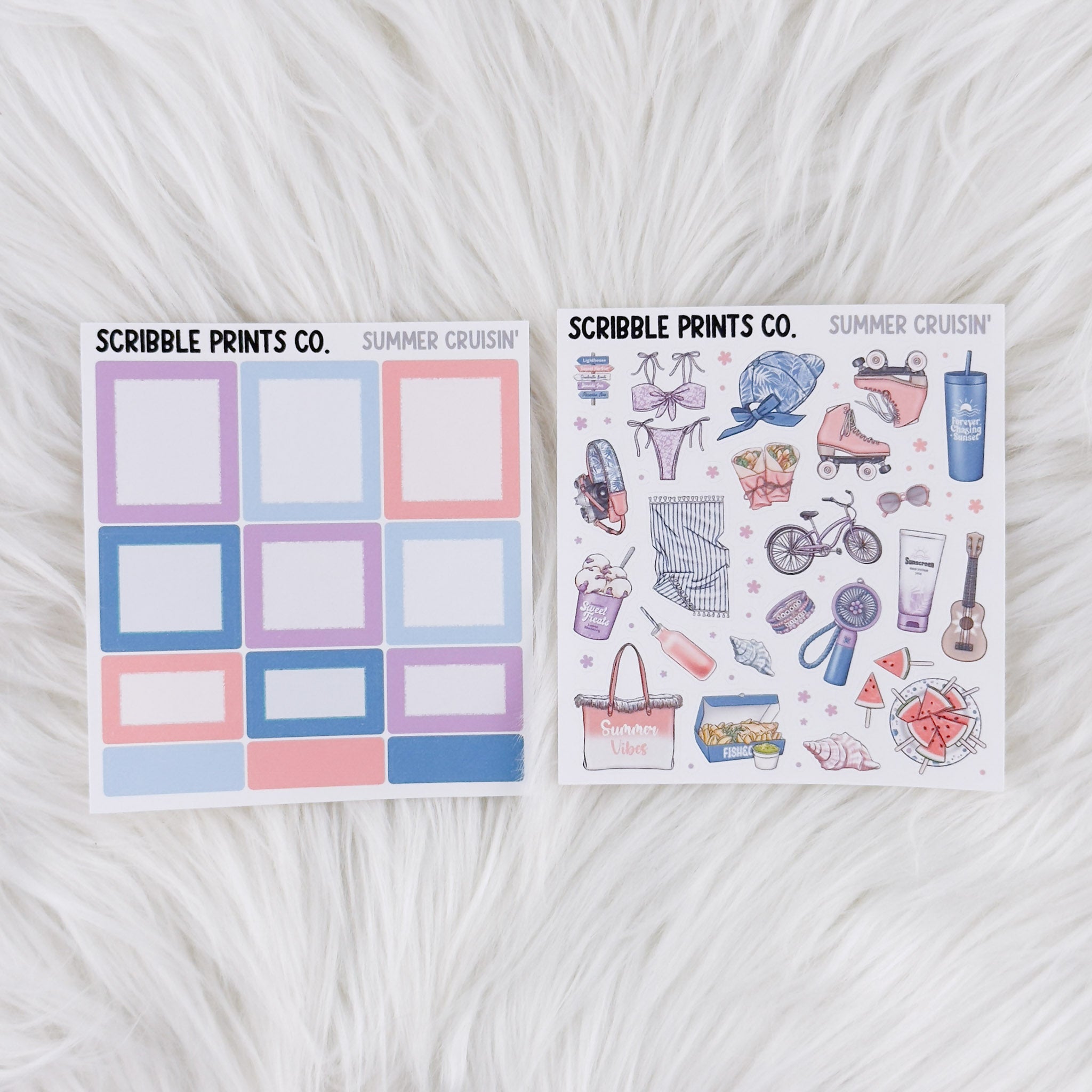 Summer Cruisin' – Matte Hobonichi Cousin Weekly Sticker Kit