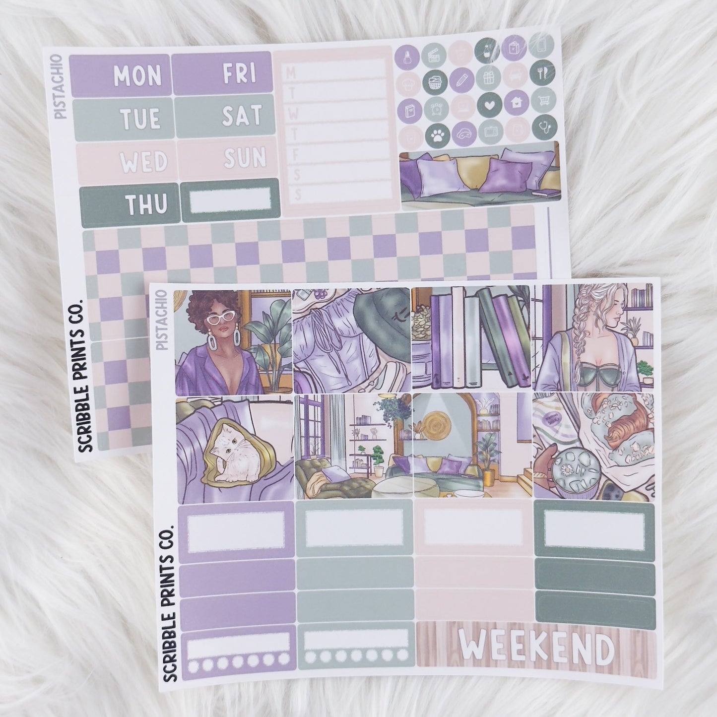 Pistachio – Matte Hobonichi Cousin Weekly Sticker Kit