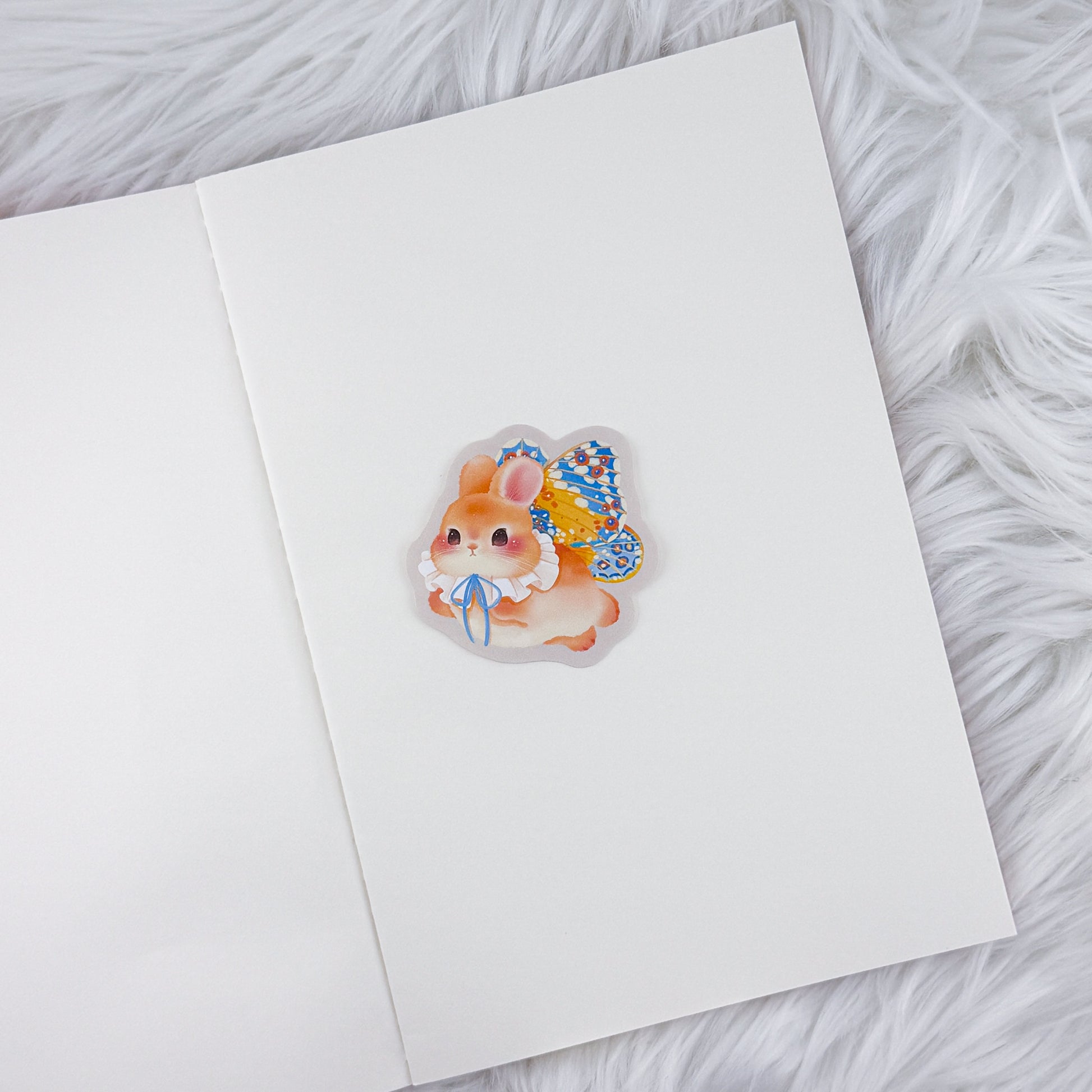 Bunny Butterfly // Large Matte Deco Sticker for Journals