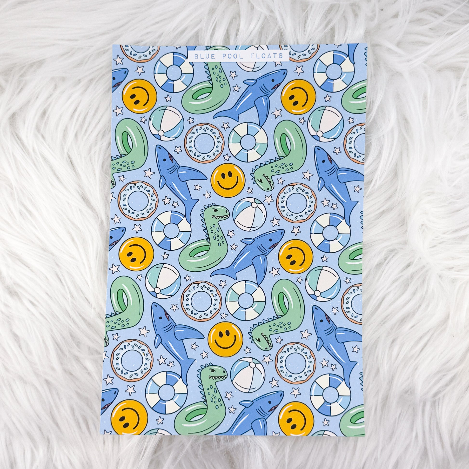 Blue Pool Floats – Journal Backgrounds // Matte Sticker Paper