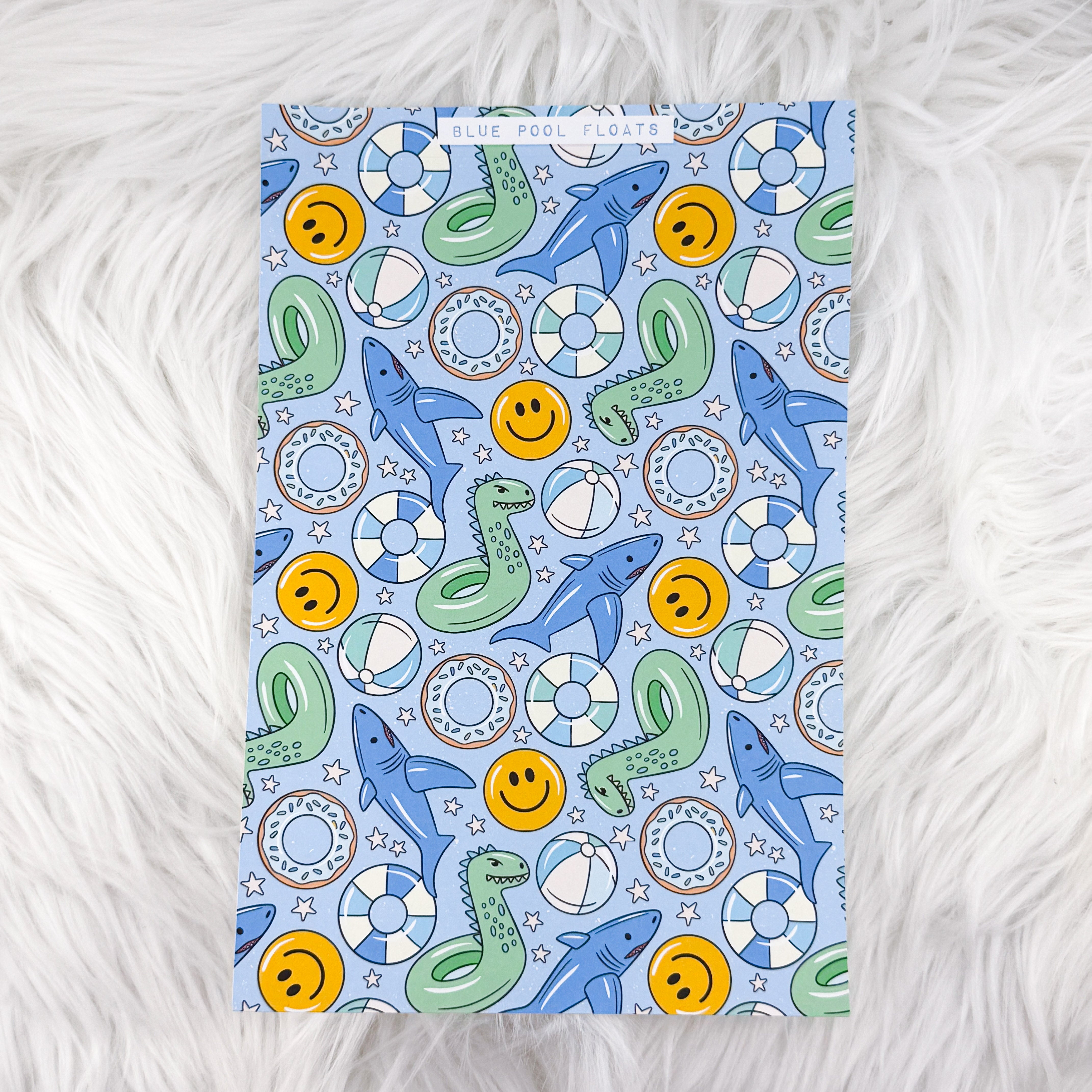 Blue Pool Floats - A5 Matte Sticker Paper