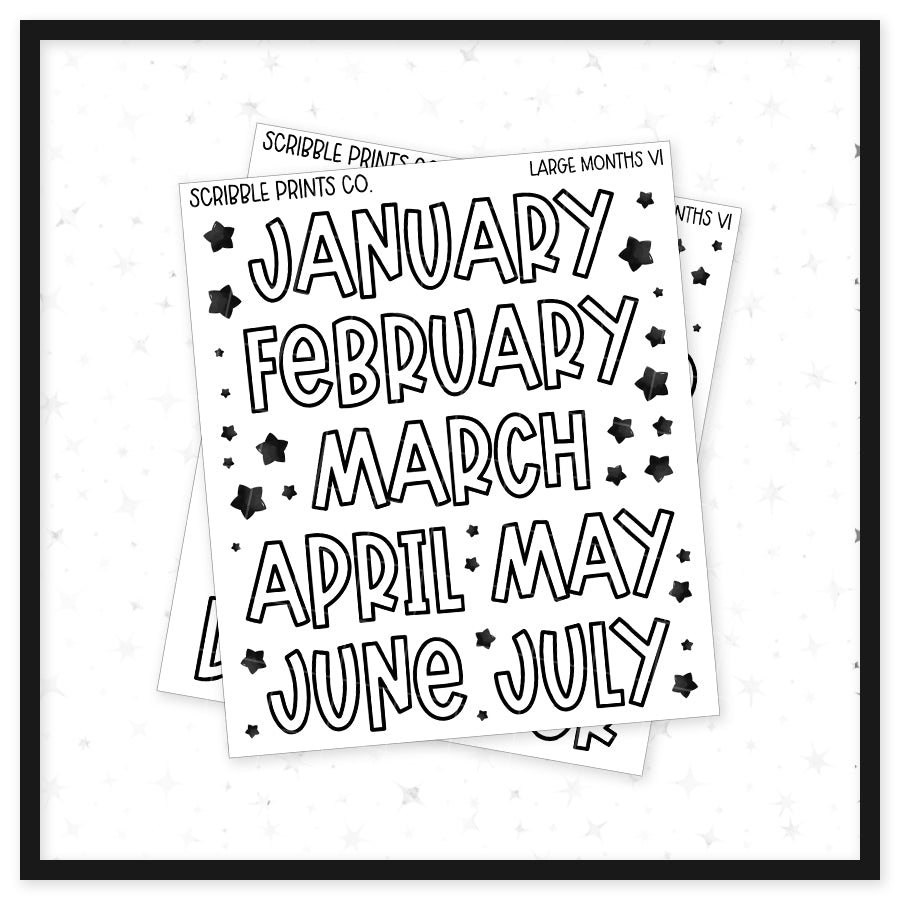 Large Months V1 // Matte Journal Stickers