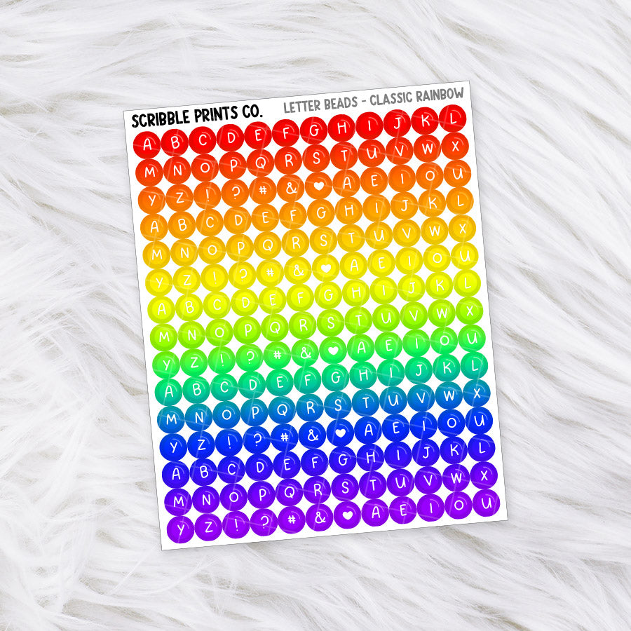 Letter Beads // Matte Reading Journal StickersClassic Rainbow