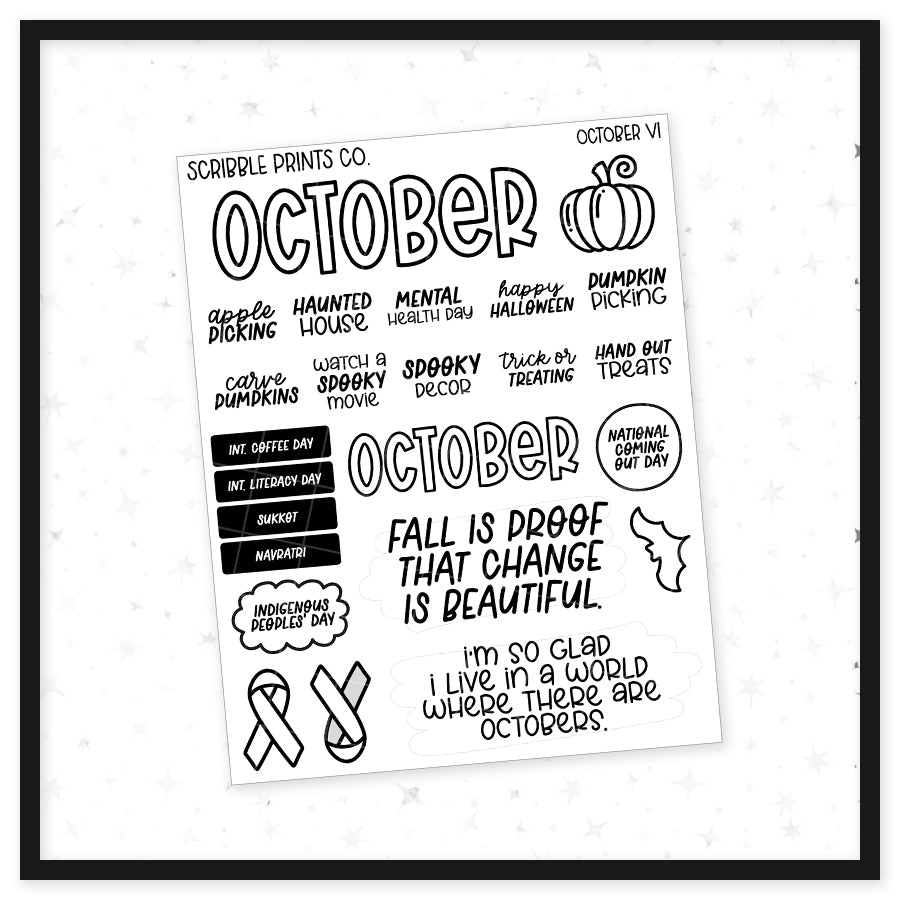 October V1 // Matte Journal Stickers