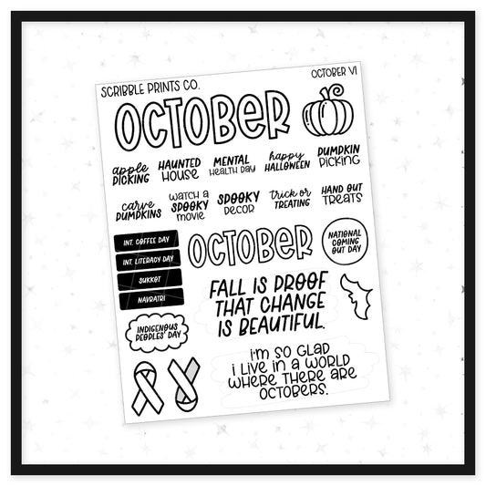 October V1 // Matte Journal Stickers