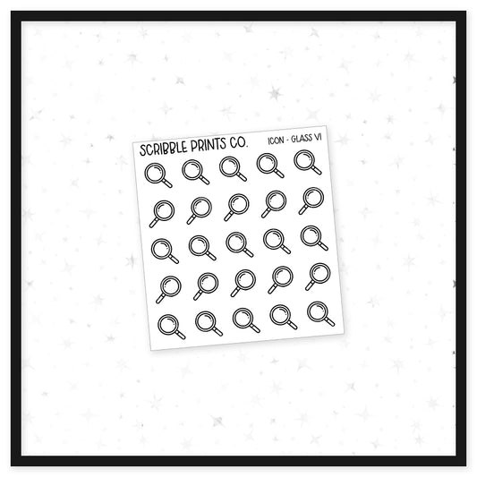 Glass V1 - Icon // Matte Reading Journal Stickers