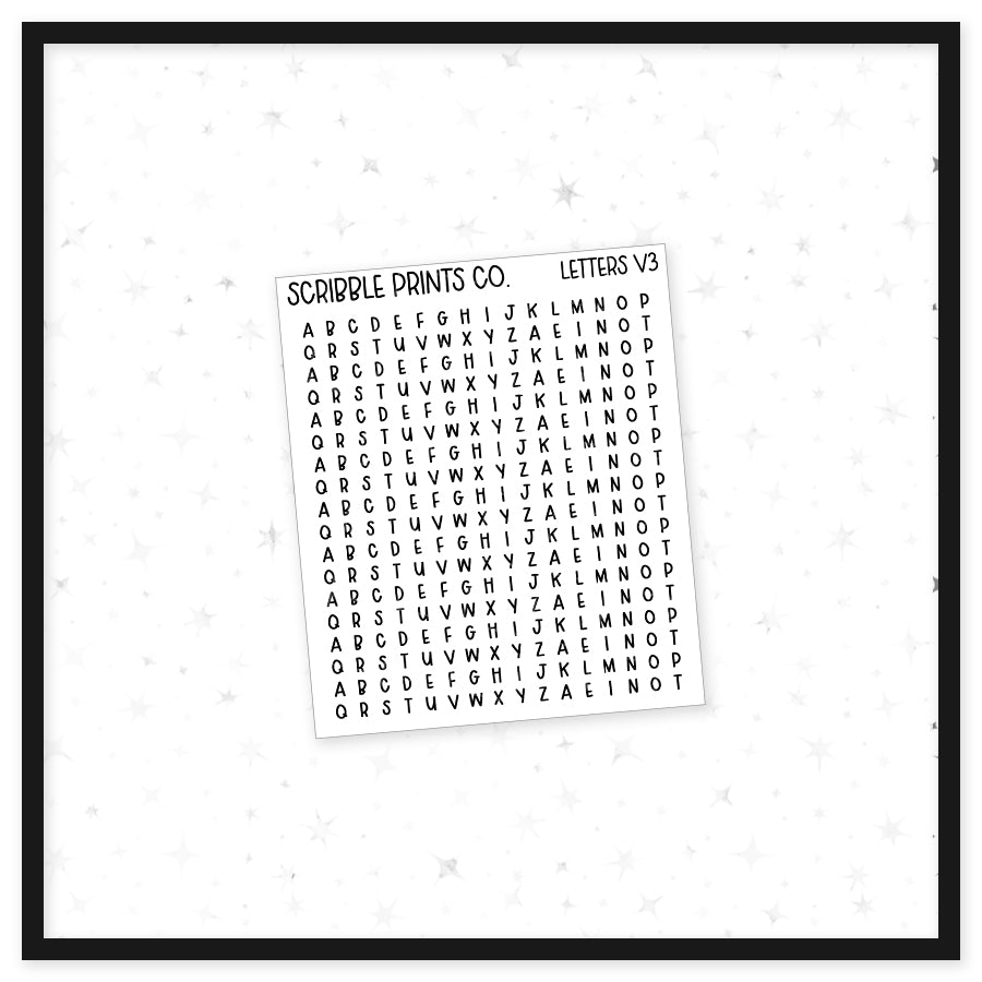 Letters V3 // Matte Reading Journal Stickers