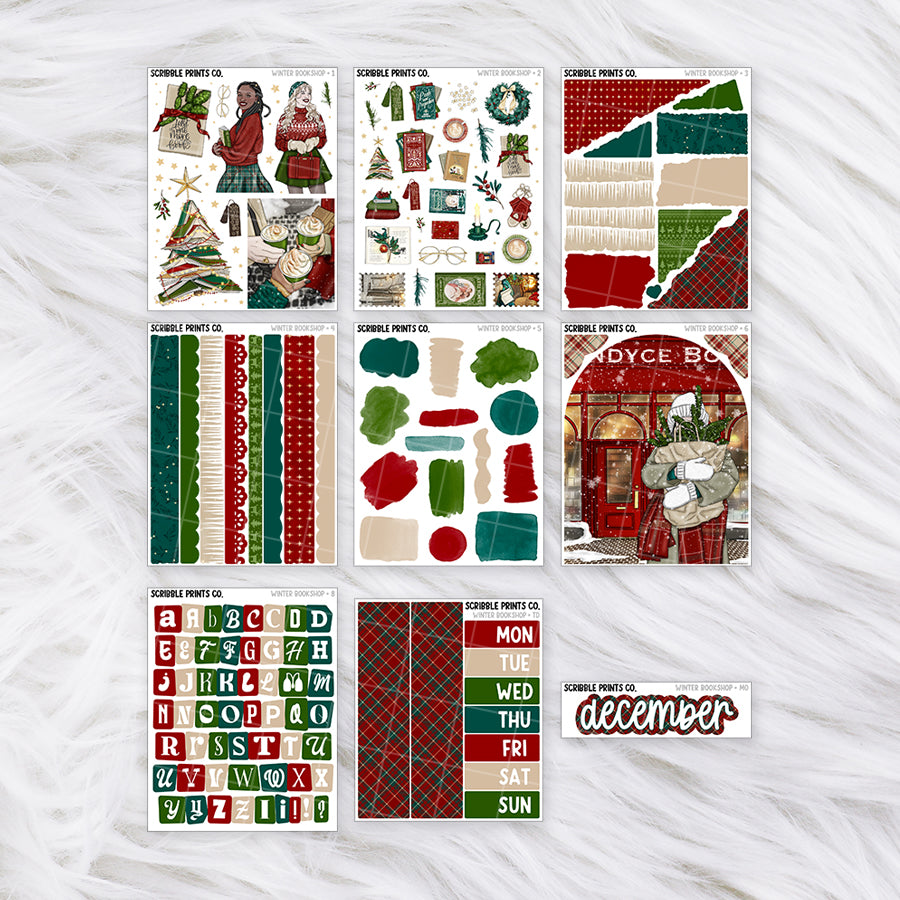 Winter Bookshop Journal Sticker Collection | Matte Removable Reading & Planner Stickers1 - Large Deco