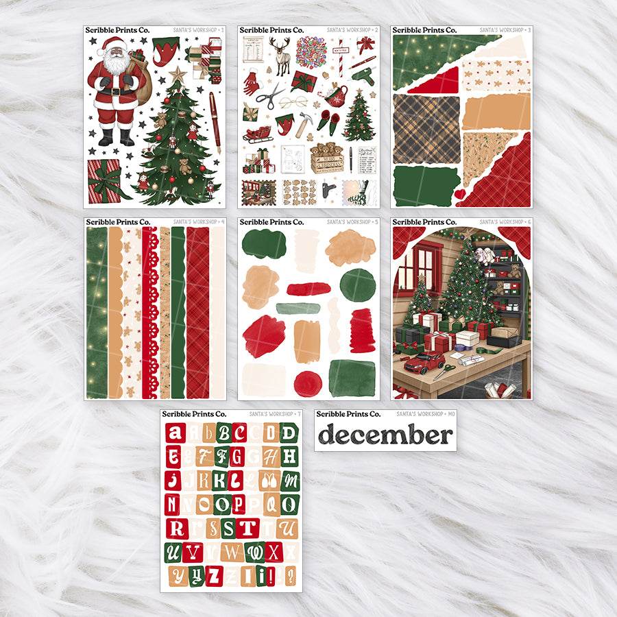 Santa's Workshop Journal Sticker Collection | Matte Removable Reading & Planner Stickers