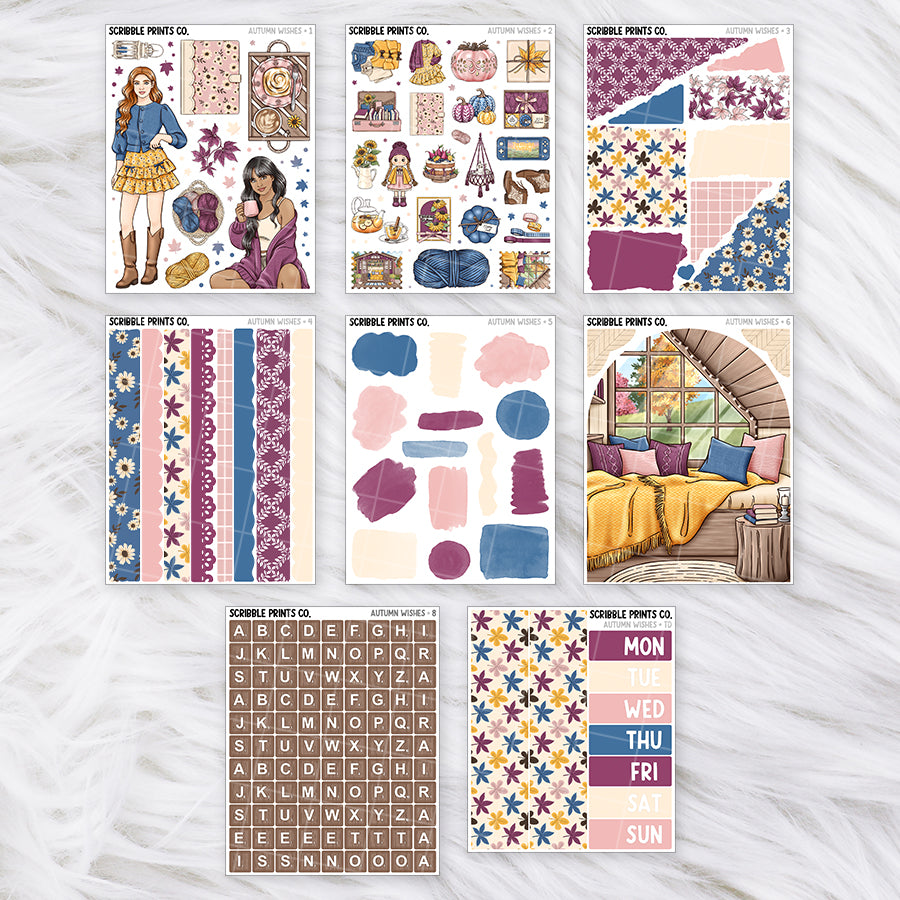 Autumn Wishes Journal Sticker Collection | Matte Removable Reading & Planner Stickers