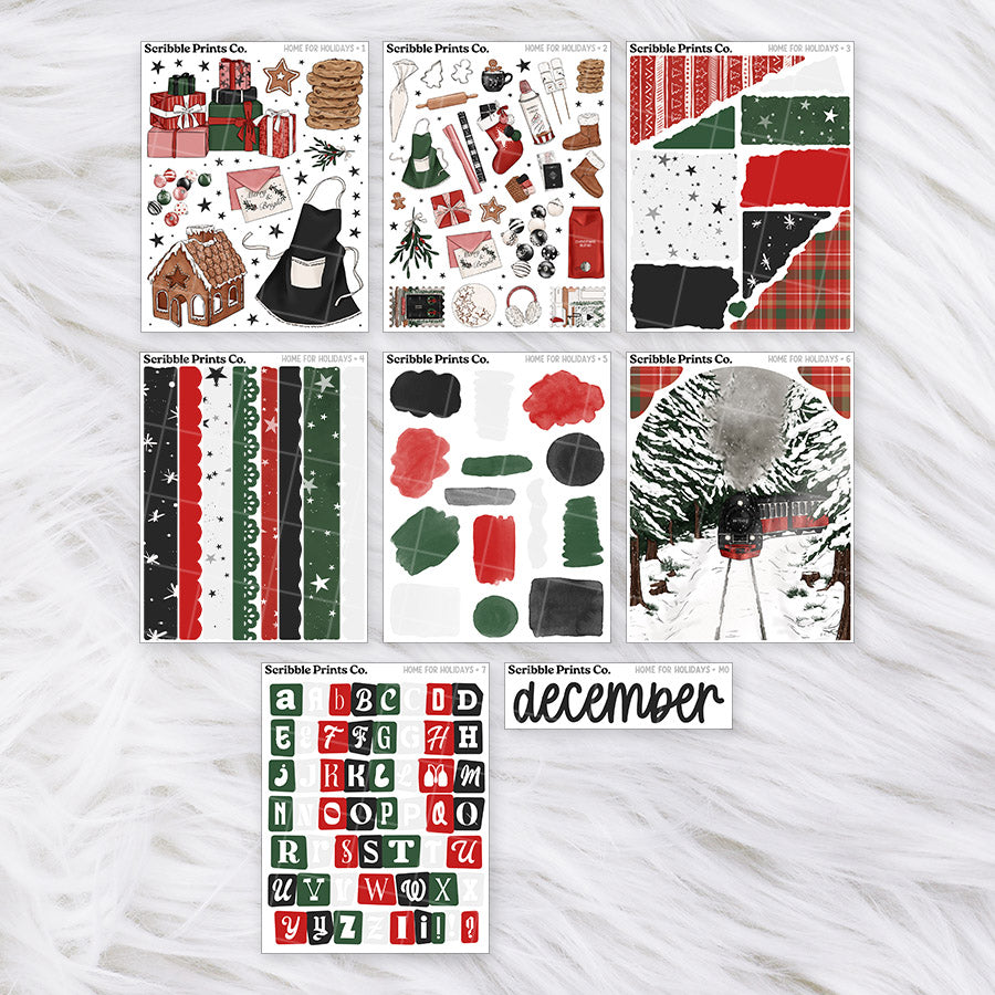 Home For Holidays Journal Sticker Collection | Matte Removable Reading & Planner Stickers