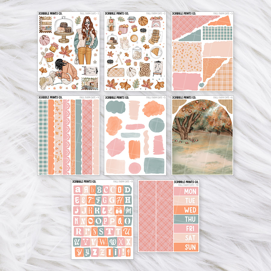 Fall Farm Cafe Journal Sticker Collection | Matte Removable Reading & Planner Stickers
