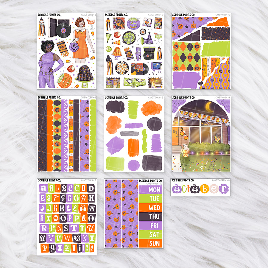 Candy Corn Journal Sticker Collection | Matte Removable Reading & Planner Stickers