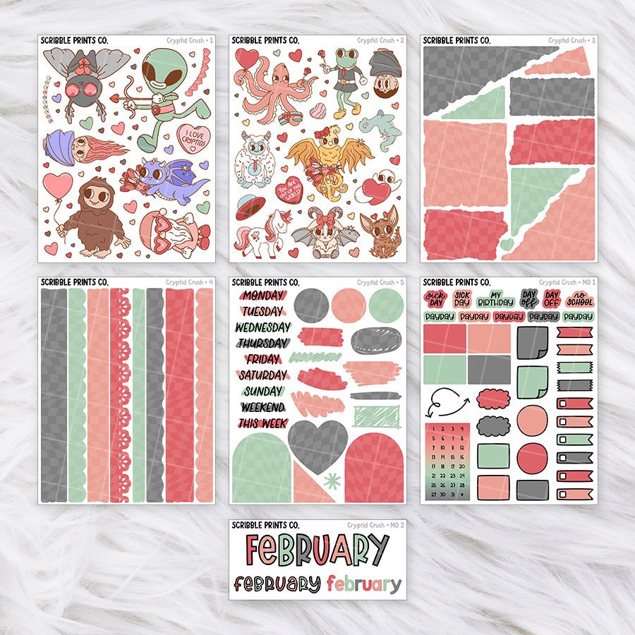 Cryptid Crush // Matte Journal Sticker Collection