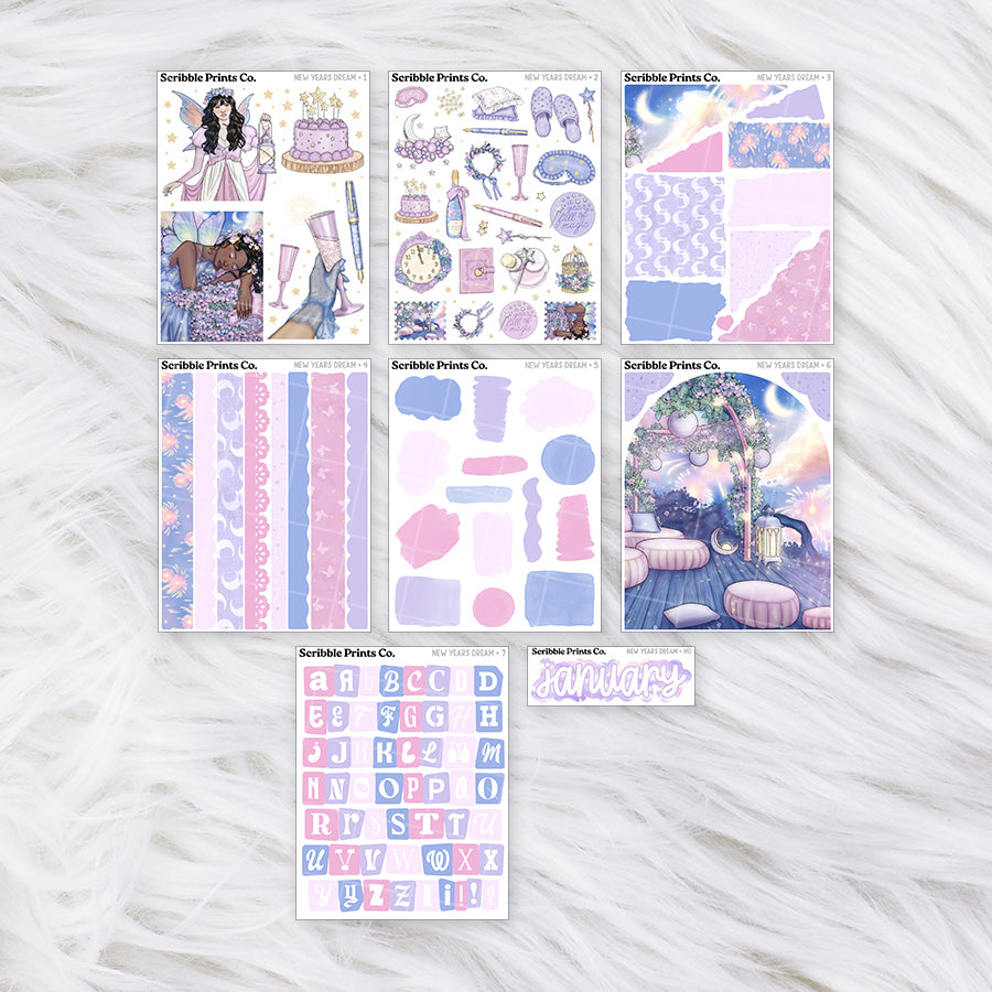 New Years Dream Journal Sticker Collection | Matte Removable Reading & Planner Stickers