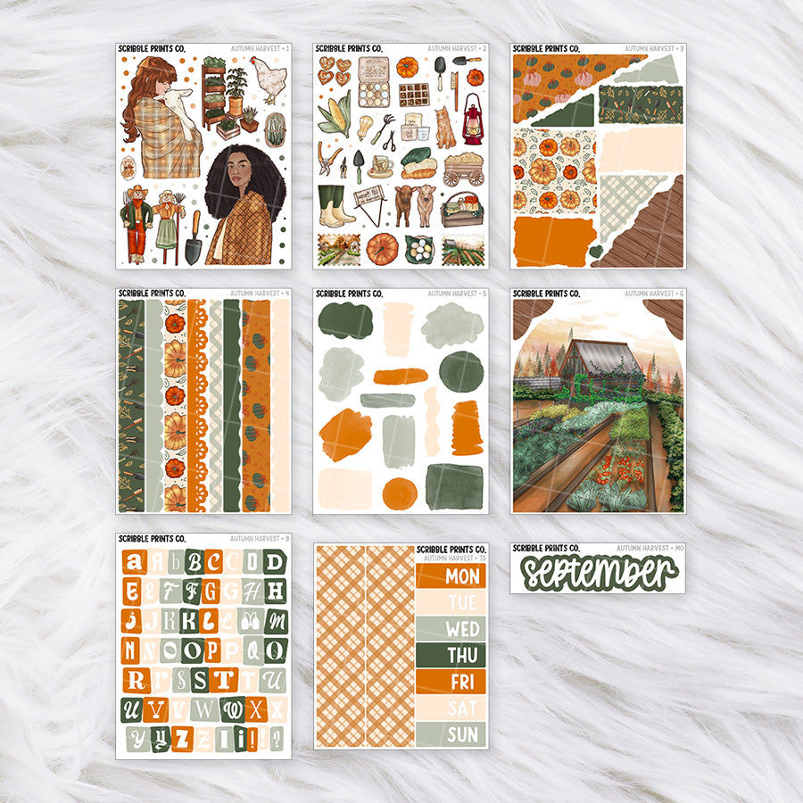 Autumn Harvest Journal Sticker Collection | Matte Removable Reading & Planner Stickers