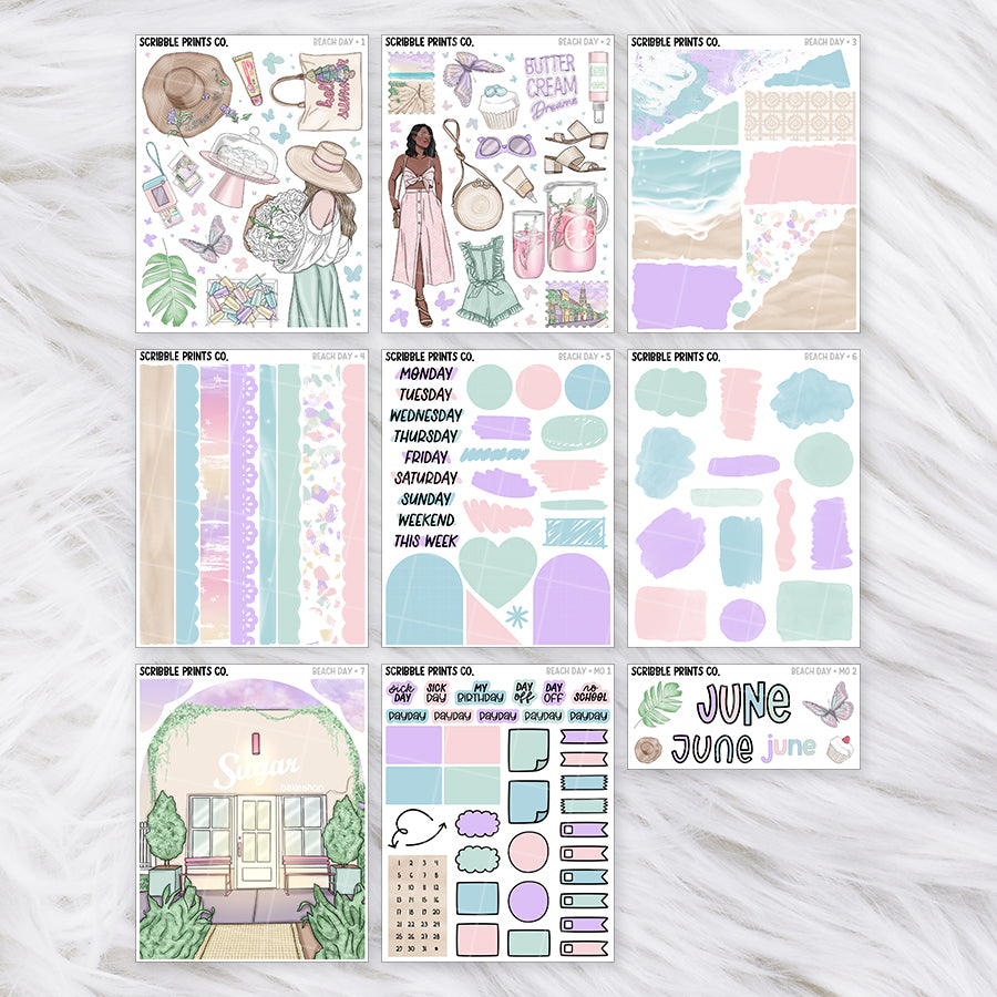 Beach Day Journal Sticker Collection | Matte Removable Reading & Planner Stickers