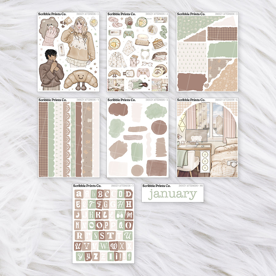 Snoozy Afternoon Journal Sticker Collection | Matte Removable Reading & Planner Stickers