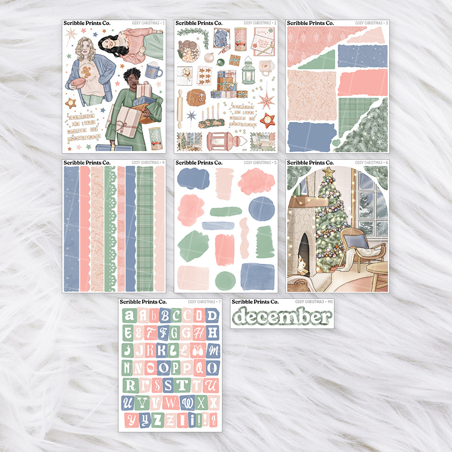 Cosy Christmas Journal Sticker Collection | Matte Removable Reading & Planner Stickers