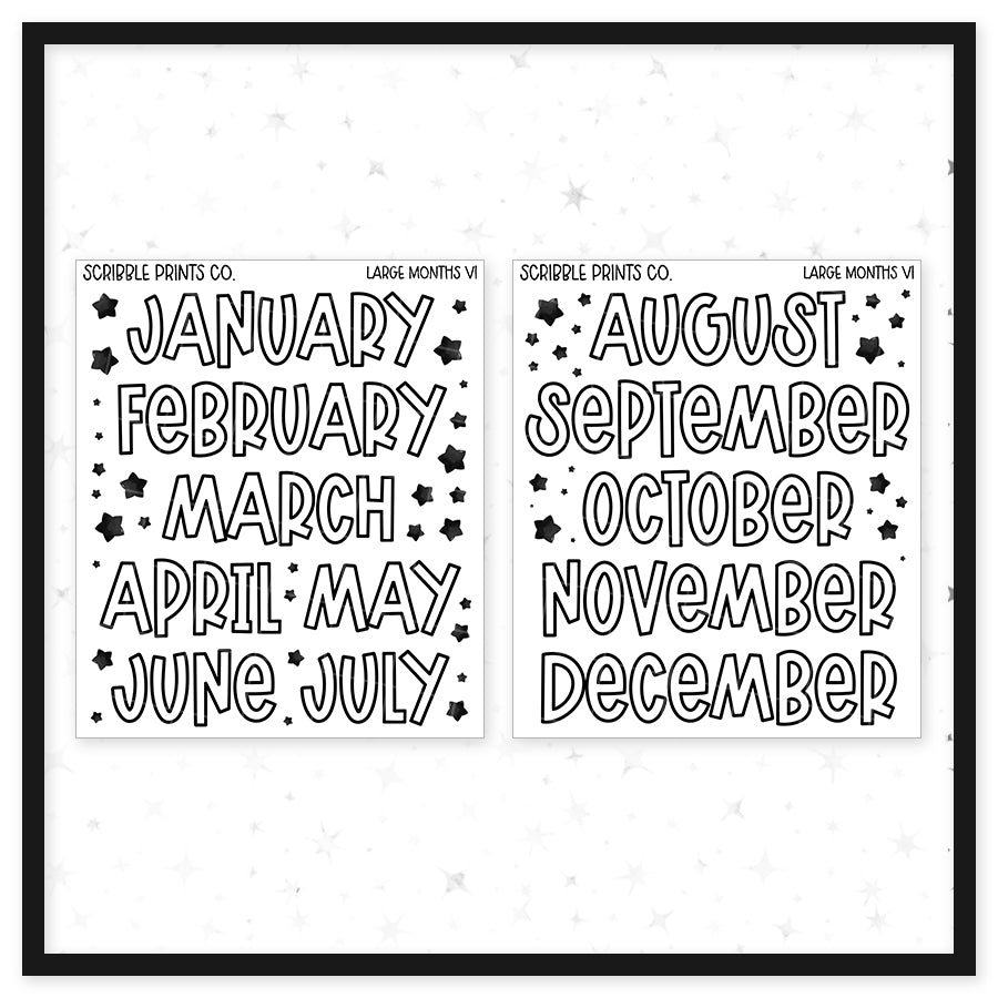 Large Months V1 // Matte Journal Stickers