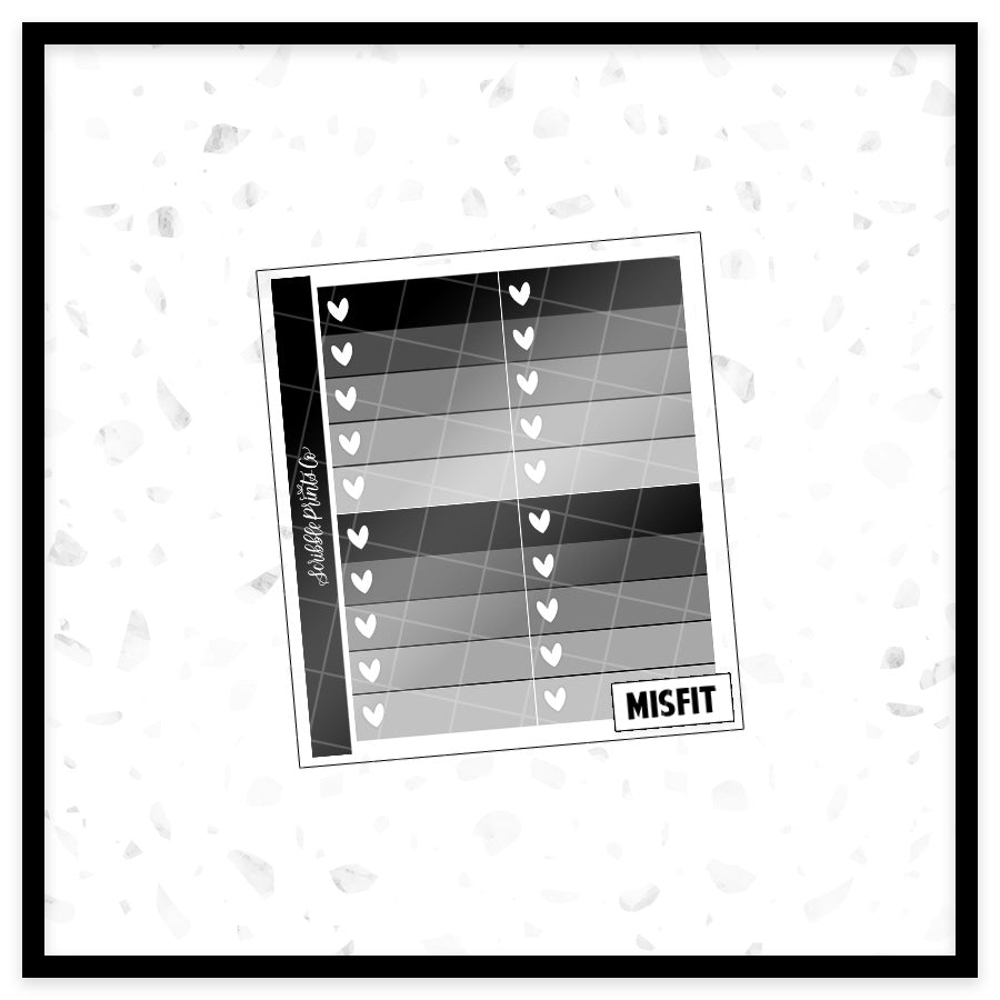 Ombre Heart Checklists - Misfit Sticker Grab Bag! (10 Sheets)