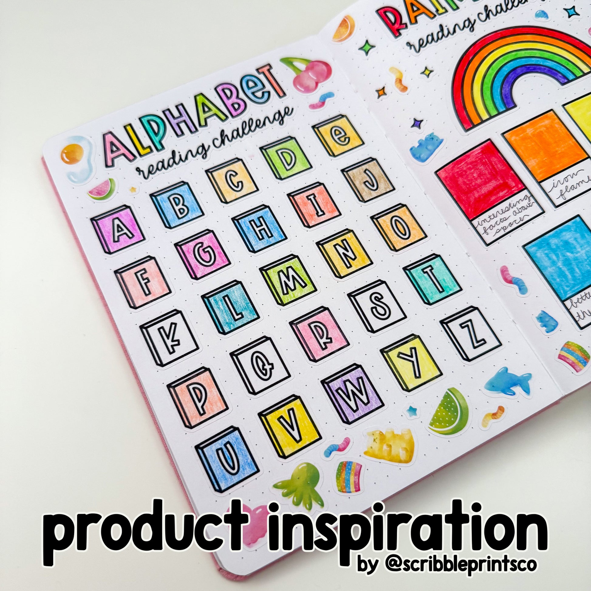 ABC Reading Challenge V1-2 // Matte Reading Journal Stickers